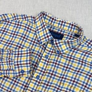 Haspel Button Down Shirt Mens XL Multi Color Plaid Long Sleeve Made in Italy